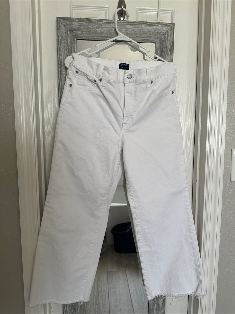 J. Crew White Wide-Leg Cropped Jeans